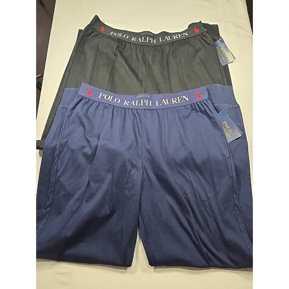Polo Ralph Lauren Mens Large Lot Of‎ 2 Sleep Lounge Pants Black Blue nwt